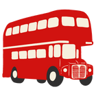 Drawing of a red, two-level London bus